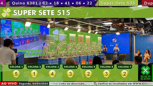 Sorteio Da Super Sete 515 Segunda 04 03 2024 GIGA SENA