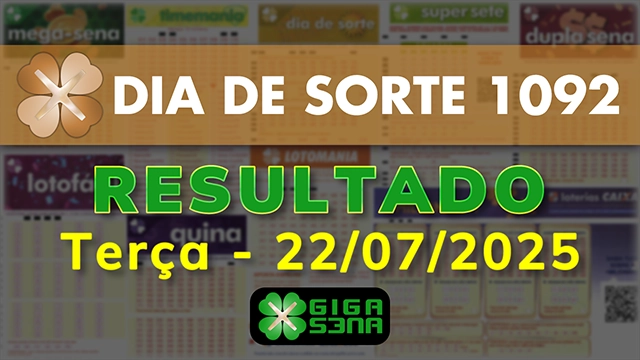 Resultado da Dia de Sorte 1092