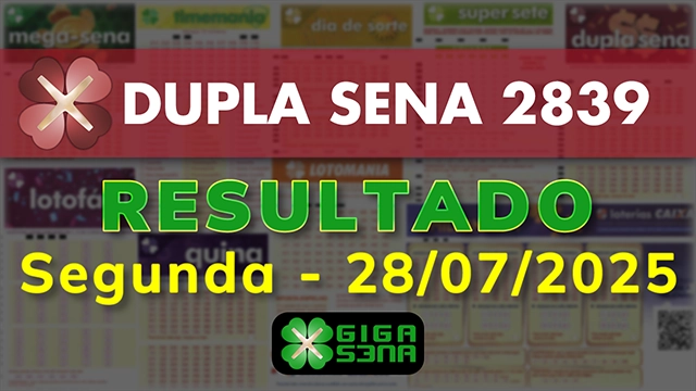 Resultado da Dupla Sena 2839