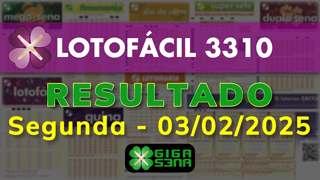 Resultado da Lotofácil 3310