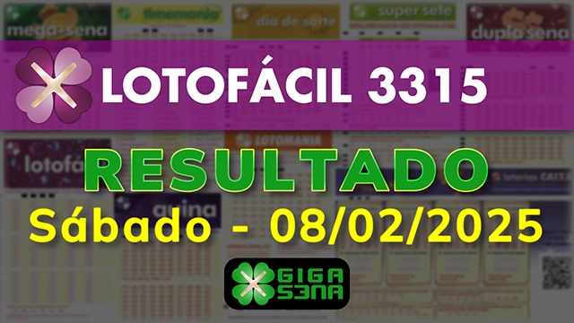 Resultado da Lotofácil 3315