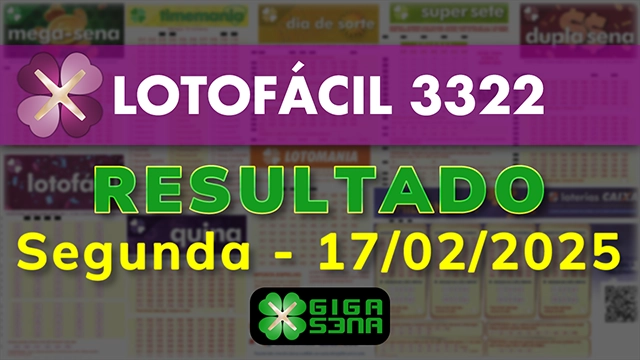 Resultado da Lotofácil 3322