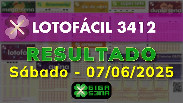 Resultado da Lotofácil 3412