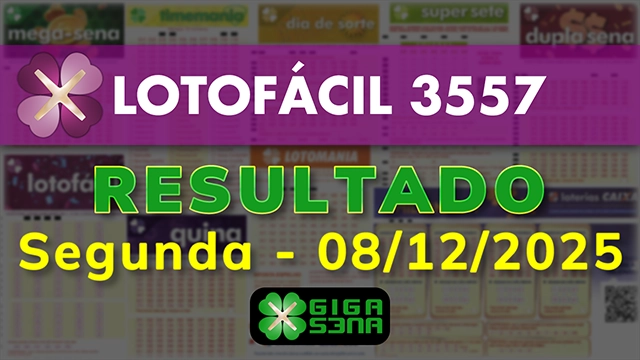 Resultado da Lotofácil 3557