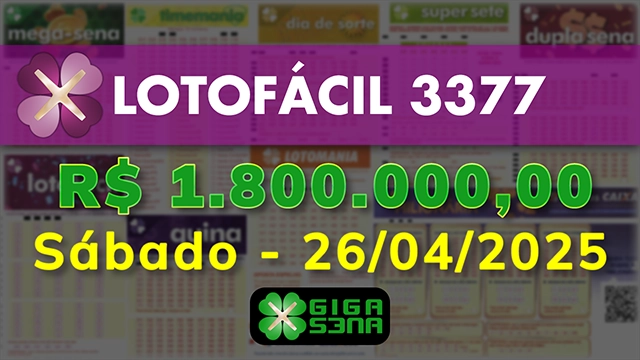 Sorteio da Lotofácil 3377