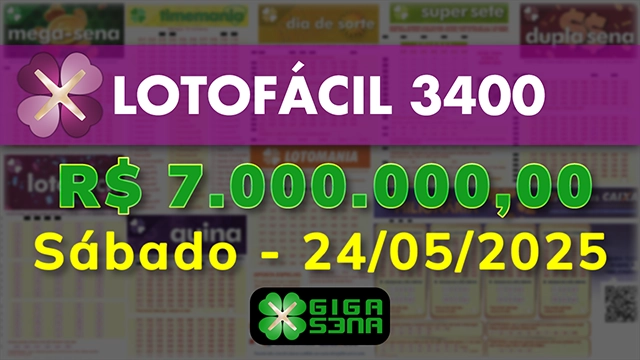 Sorteio da Lotofácil 3400