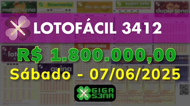 Sorteio da Lotofácil 3412