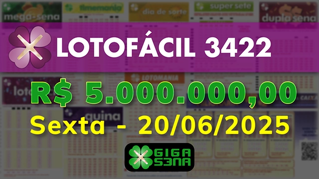 Sorteio da Lotofácil 3422