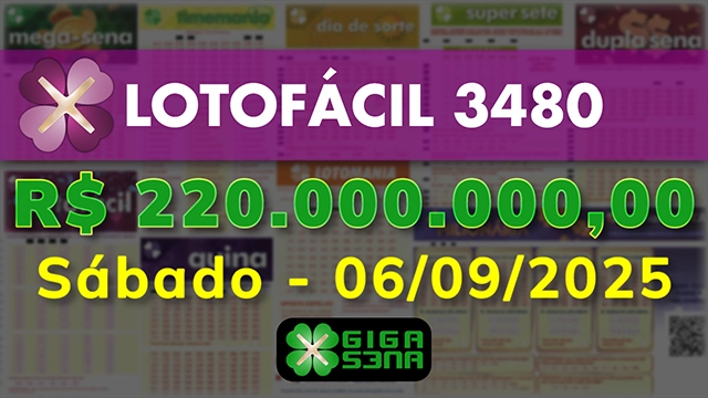 Sorteio da Lotofácil 3480