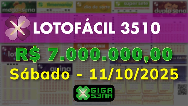 Sorteio da Lotofácil 3510