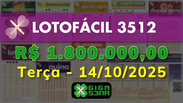 Sorteio da Lotofácil 3512