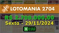 Sorteio da Lotomania 2704