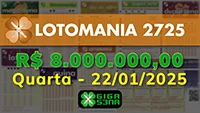 Sorteio da Lotomania 2725