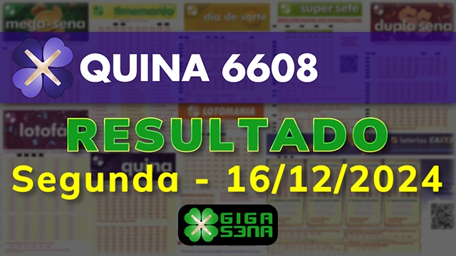 Resultado da Quina 6608