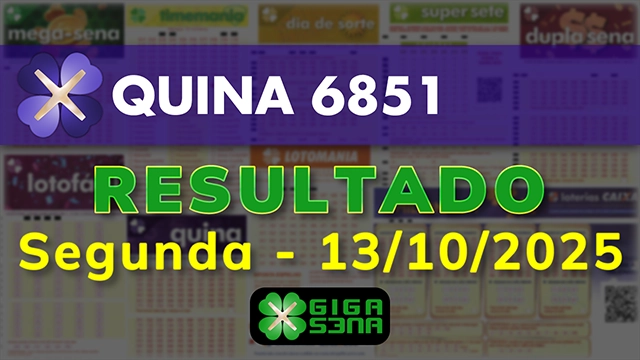 Resultado da Quina 6851