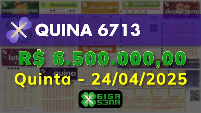Sorteio da Quina 6713