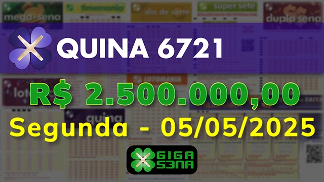 Sorteio da Quina 6721