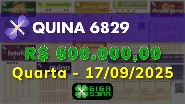 Sorteio da Quina 6829