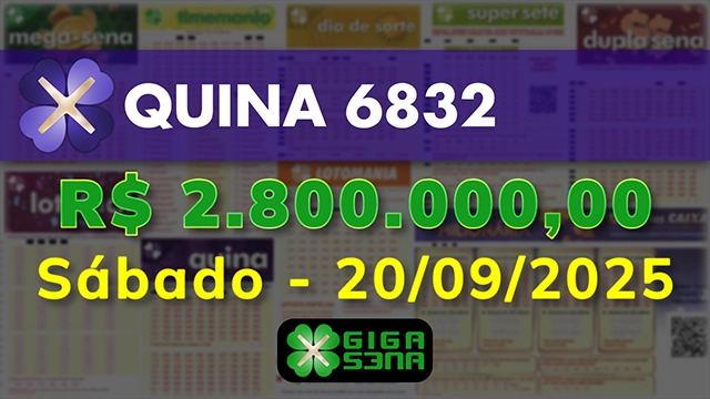 Sorteio da Quina 6832