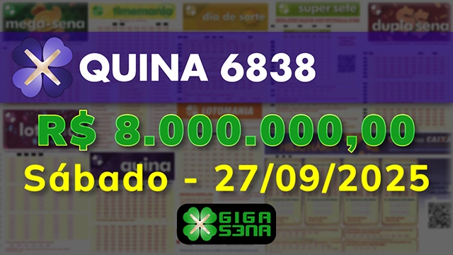 Sorteio da Quina 6838
