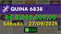 Sorteio da Quina 6838