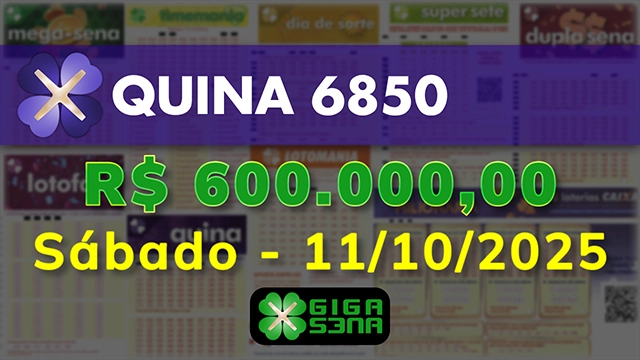 Sorteio da Quina 6850