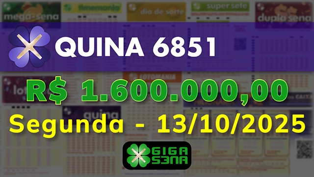 Sorteio da Quina 6851
