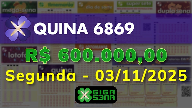 Sorteio da Quina 6869