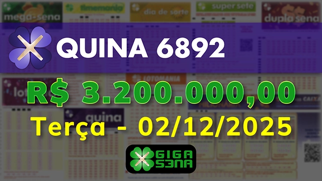 Sorteio da Quina 6892