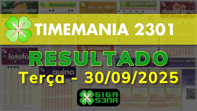 Resultado da Timemania 2301