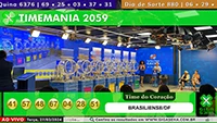 Sorteio da Timemania 2059 - Foto: Reprodução / Caixa