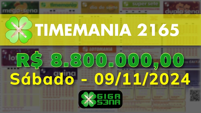 Sorteio da Timemania 2165
