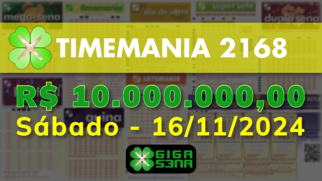 Sorteio da Timemania 2168