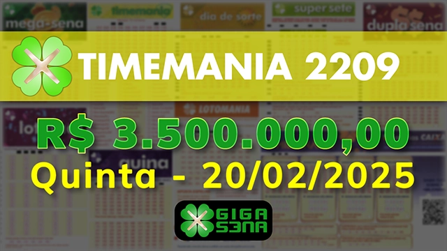 Sorteio da Timemania 2209