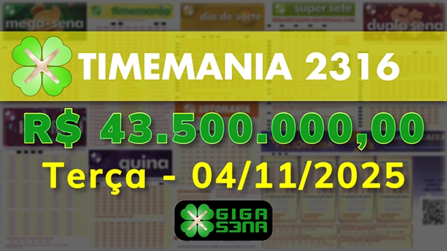 Sorteio da Timemania 2316
